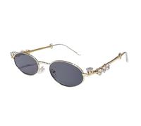 Stylish Hip Hop Rhinestones Sunglass Photo Props Metal Oval Frame Trendsetters Hip Hop Hipsters Props