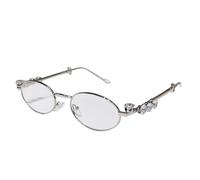 Stylish Hip Hop Rhinestones Sunglass Photo Props Metal Oval Frame Trendsetters Hip Hop Hipsters Props