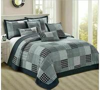 Stylish Home London 100% polyester Patchwork Bedspread, Soft Microfiber Lightweight Quilted Bedspreads All Season Bedding Set (Check Decore, Super King)