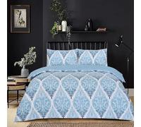 Stylish Home London Bedding Polycotton Duvet Cover with fitted sheet - Bedding Quilt Cover Set, with Pillow cases (Leaf Blue, Double)