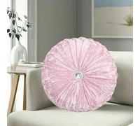 Stylish Home London Diamond Round Cushions Stitched Filled Crushed Velvet Beautiful Sofa Cushion Bed Cushion Small & Large (Light Pink, 35 x 35 cm (18 x 18 In))