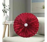 Stylish Home London Diamond Round Cushions Stitched Filled Crushed Velvet Beautiful Sofa Cushion Bed Cushion Small & Large (Burgundy Wine, 35 x 35 cm (18 x 18 In))