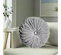 Stylish Home London Diamond Round Cushions Stitched Filled Crushed Velvet Beautiful Sofa Cushion Bed Cushion Small & Large (Silver, 35 x 35 cm (14 x 14 In))