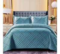 Stylish Home London Raffle Quilted Bedspreads Double Size, Soft Microfiber Lightweight Quilted Bedspreads Coverlet All Season Bedding Set (Blue, Double)