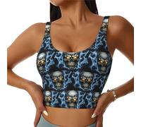 Stylish Horror Ghost Skull Women's Sports Vest â€“ Sleeveless Crop Tank Top with Removable Bra Pads, Lightweight and Comfortable for Yoga, Gym, Running, and Daily Wear