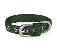 Stylish Hunter Green Floral Petals Pattern Dog Collar with Stainless Steel Buckle Lightweight Cute Printed Cat Collar Adjustable Pet Collars for Small Medium Large Dogs and Cats
