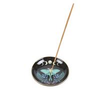 Stylish Incense Plate: Luna Moth Design - Accommodates Incense Sticks and Cones - Enchanting Luna Moth and Moon Phases Incense Plate"