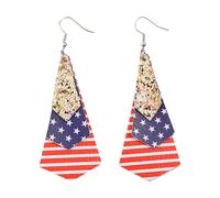 Stylish Independence Day Statement Earrings Crafted From Sturdy Leather Materials With Americans Flags Sequins Designs Patriotic Jewelry