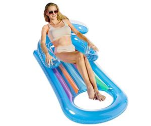 Stylish Inflatable Pöol Chair - Ultimate Comfort on The Water | Pool Lounger with Headrest and Armrests for Adults Kids | Durable PVC Floating Armchair, Ergoñomic Design Easy Inflate Perfect for Pool