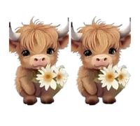 Stylish Interior Upgrade Car Air Vent Freshener Clip with Scottish Highland Cow Design Scratch-Resistant Long-Lasting Vent Clip Easy Clip Fresh Car Interior (2 Pairs Cow, Perfume)