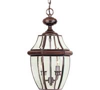 Stylish Ip23 Aged Copper 2 Bulb Chain Lantern With Led E14 60W For Outdoor Spaces