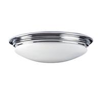 IP44 1 Bulb Flush Light Ridged Opaque Glass Polished Chrome LED GX53 9W
