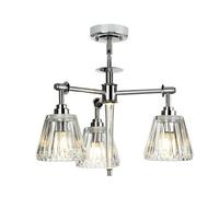 Stylish Ip44 3-Bulb Ceiling Pendant Light In Polished Chrome With Led G9 Bulbs