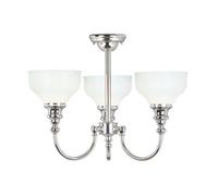 Stylish Ip44 3-Bulb Chandelier With Glass Shades In Polished Chrome
