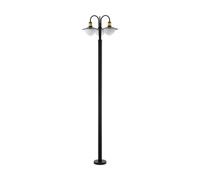 Stylish Ip44 Outdoor Bollard Light In Black And Gold With Curved Design For E27 Bulbs