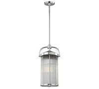 Stylish Ip44 Ridged Glass Ceiling Pendant Light With Chrome Finish And Led Bulbs