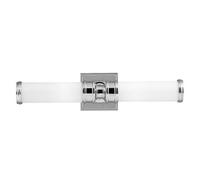 Stylish Ip44 Twin Wall Light With Glass Shades In Polished Chrome