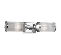 Stylish Ip44 Twin Wall Light With Ribbed Glass And Chrome Finish
