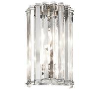 Stylish Ip44 Twin Wall Light With Triangular Crystal Prisms And Chrome Finish