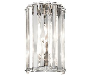 Stylish Ip44 Twin Wall Light With Triangular Crystal Prisms And Chrome Finish