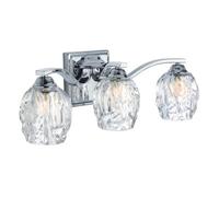 IP44 3 Bulb Wall Light 3 Cut Glass Clear Shades Polished Chrome LED G9 3.5W