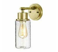 Stylish Ip44 Wall Light With Bubble Glass Shade In Brushed Brass For Indoor Use