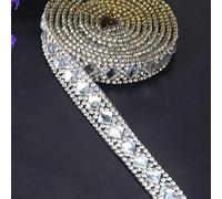 Stylish Iron On Rhinestone Ribbon for Bridal and Clothing Projects, 1M Length, Ideal for Various Crafting Uses (3#)