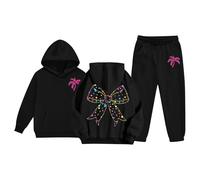 Stylish Kids Unisex Two Piece Hooded Tracksuit Set Cozy Graphic Print Outfit for Girls and Boys Womens Hoodies Teenage Clothes Winter Jacket 4-5 Years Gifts for 12 Year Olds