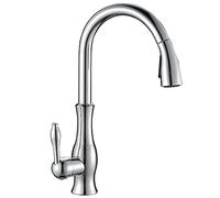 Stylish Kitchen & Bathroom Faucet, Chrome/Gold/Nickel Finish, Unique Pull-Down Mixer, Single Hole Rotating Tap, Brushed Nickel/Black (Krom A) - Modern Design, Easy to Install.
