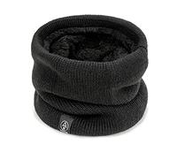 Stylish Knit Fleece Lined Neck Warmer Snood Scarf Men`s Women`s Winter Accessories (Black)