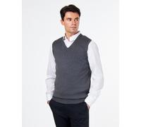 Stylish Knitted Cotton Sleeveless Jumper Vest with V-Neck Design XPOSED Dark Grey L