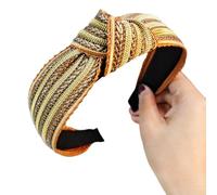 Stylish Knotted Braided Straw Head Band Wide Comfort Slip Design Women Hair Styling Essential Multipurpose Braided Headpiece