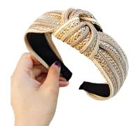 Stylish Knotted Braided Straw Head Band Wide Comfort Slip Design Women Hair Styling Essential Multipurpose Braided Headpiece