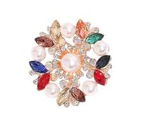 Stylish Korean Design Flower Brooch with Sparkling Zircon Stones Versatile Scarf Clip for Outfits Accessories Pearls Flower Brooch