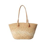 Stylish Korean Styles Colorful Straw Weave Handbag With Spacious Interior Women Beach Contrast Color Basket Shoulder Bag Contrast Color Weave Handbag