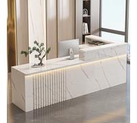 Stylish L Shape Modern Reception Desk with Lockable Drawer Marble Finish Checkout Counter Front Desk Table with Storage Cabinet 120x60x100cm for Retail and Office Use