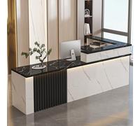 Stylish L Shape Reception Desk Counter with Lockable Drawer Marble Finish Checkout Table 120x60x100cm Storage Cabinet for Retail and Office Use