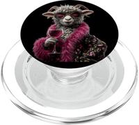 Stylish Lamb Portrait Fashion Sheep Wine Glass Graphic Farm PopSockets PopGrip for MagSafe