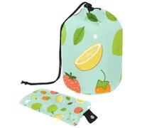 Stylish Large Barrel Makeup Bag: The Ultimate Waterproof Drawstring Toiletry Organizer Storage for Women, Green Fruit Pattern