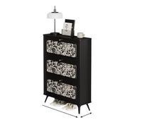 Stylish Large Capacity Slim Wood Shoe Cabinet with Gold Handles Round Corners Entryway nizer Open Bottom Storage for Front Door Modern Shoe Storage Solution (27.6in)