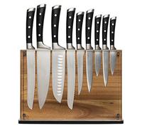 Stylish Large Magnetic Knife Holder - Holds 16+ Knives | Acacia Wooden Knife Block Without Knives | Wide Kitchen Magnetic Knife Holder | Double Sided Kitchen Knife Storage Organizer Block