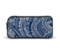 Stylish Large Pencil Case Blue Polynesian Maori Tribal Pattern Printed, Big Capacity Pencil Pouch Stationery Pen Bag, Storage High Capacity Bag Pouch Holder Box Organizer, Marker Pen Case for Women &
