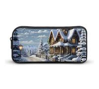 Stylish Large Pencil Case Christmas Winter Happy Scene Printed, Big Capacity Pencil Pouch Stationery Pen Bag, Storage High Capacity Bag Pouch Holder Box Organizer, Marker Pen Case for Women & Men