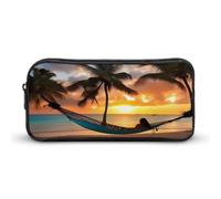 Stylish Large Pencil Case Coconut Beach Sunset Hammock Printed, Big Capacity Pencil Pouch Stationery Pen Bag, Storage High Capacity Bag Pouch Holder Box Organizer, Marker Pen Case for Women & Men