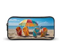 Stylish Large Pencil Case Colorful Flip Flops Beach Ball Printed, Big Capacity Pencil Pouch Stationery Pen Bag, Storage High Capacity Bag Pouch Holder Box Organizer, Marker Pen Case for Women & Men