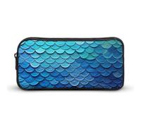 Stylish Large Pencil Case Ocean Sea Blue Mermaid Fish Scale Printed, Big Capacity Pencil Pouch Stationery Pen Bag, Storage High Capacity Bag Pouch Holder Box Organizer, Marker Pen Case for Women & Men