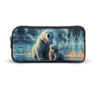Stylish Large Pencil Case Polar Bears Northern Lights Printed, Big Capacity Pencil Pouch Stationery Pen Bag, Storage High Capacity Bag Pouch Holder Box Organizer, Marker Pen Case for Women & Men