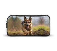 Stylish Large Pencil Case Running German Shepherd Dog Printed, Big Capacity Pencil Pouch Stationery Pen Bag, Storage High Capacity Bag Pouch Holder Box Organizer, Marker Pen Case for Women & Men