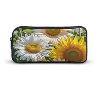 Stylish Large Pencil Case Sunflowers Daisy Rose Flowers Printed, Big Capacity Pencil Pouch Stationery Pen Bag, Storage High Capacity Bag Pouch Holder Box Organizer, Marker Pen Case for Women & Men