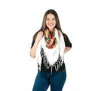 Stylish Large Slavonic, Russian scarf, shawl folk style new Winter collection (White)
